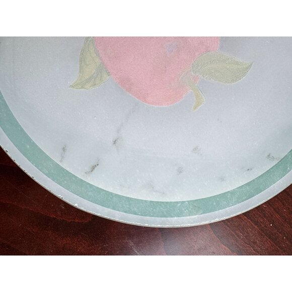 Vintage Glass Apple Cutting Board With Green Trim & MSR Imports Stand - Picture 7 of 7